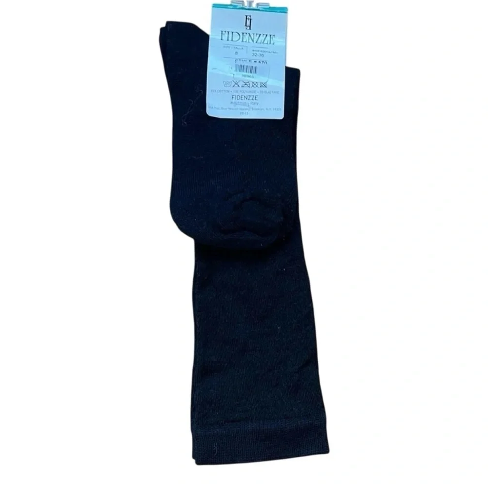 4/$25 Fidenzze Black Knee High Socks Made In Italy